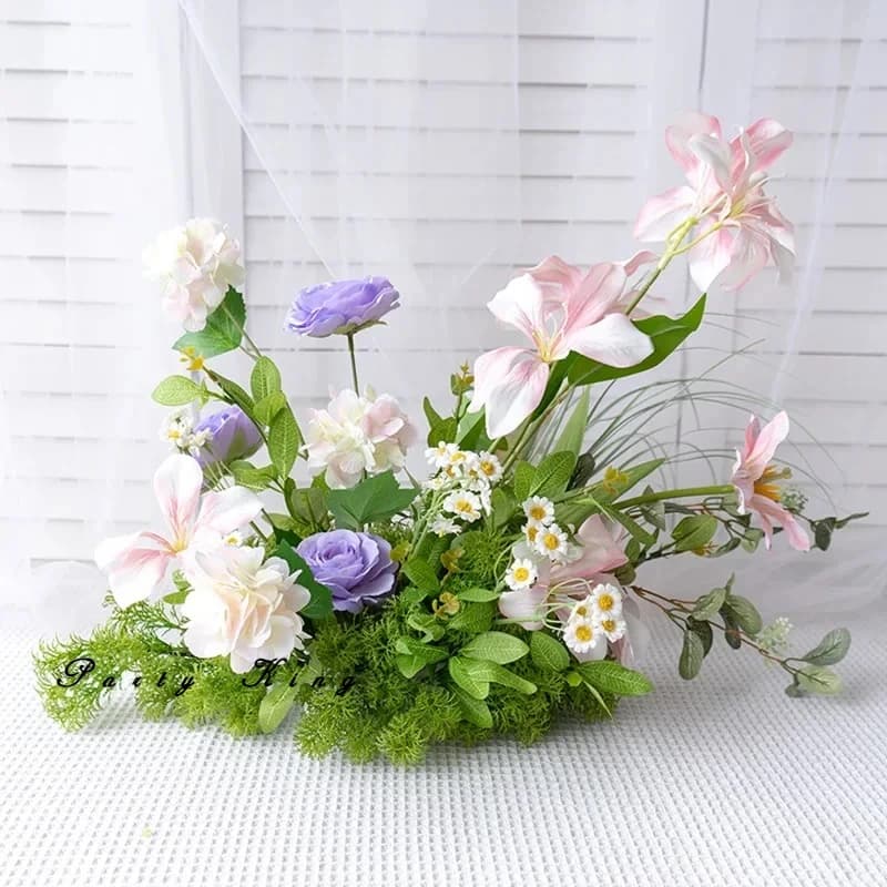 Fiori artificiali Decorazione di nozze Centrotavola da tavolo Disposizione floreale Sfondo Decor Strada Piombo Pavimento Fiore Puntelli per eventi