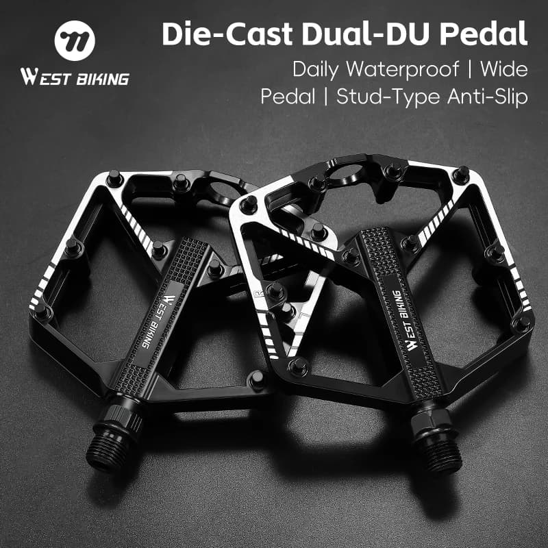 WEST BIKING DU Bearing Bicycle Pedal Anti-slip Cycling Pedal Ultralight Aluminum Alloy MTB Road Bike Pedal Bike Accessories