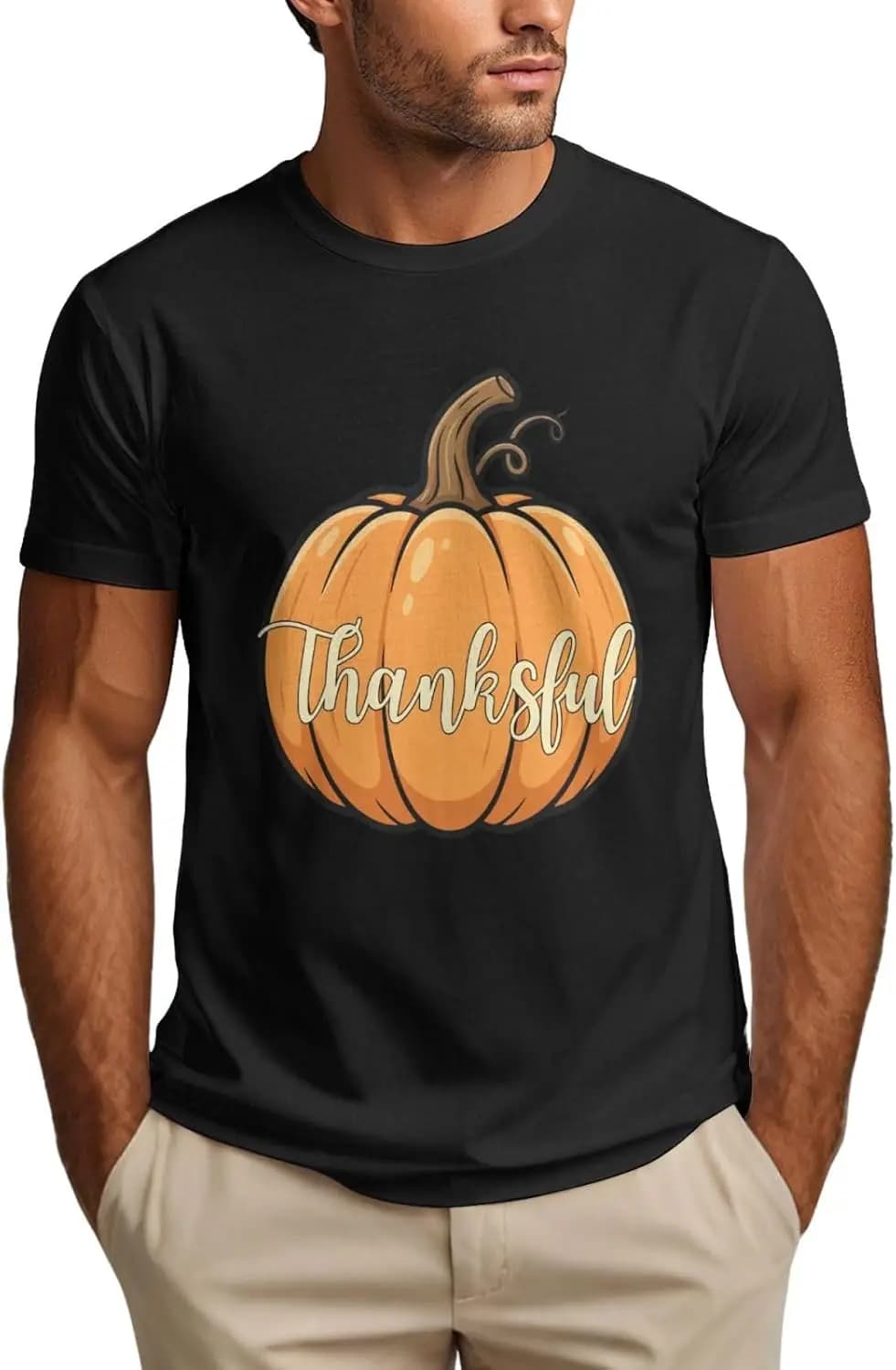 Maglietta divertente per il Ringraziamento, per donne e uomini, con scritta 'Thankful Give Thanks'.