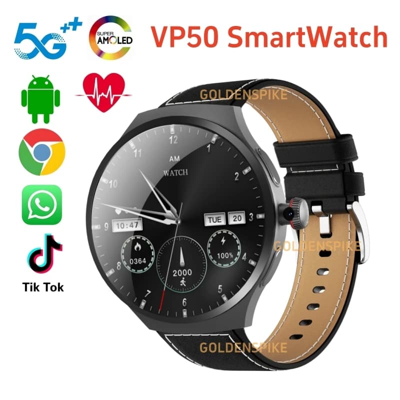 TOP VP50 Smartwatch Rotary Camera GPS WIFI Sim Card compass NFC Global calls Health monitoring 1.75 inch Amoled 5G smart watch