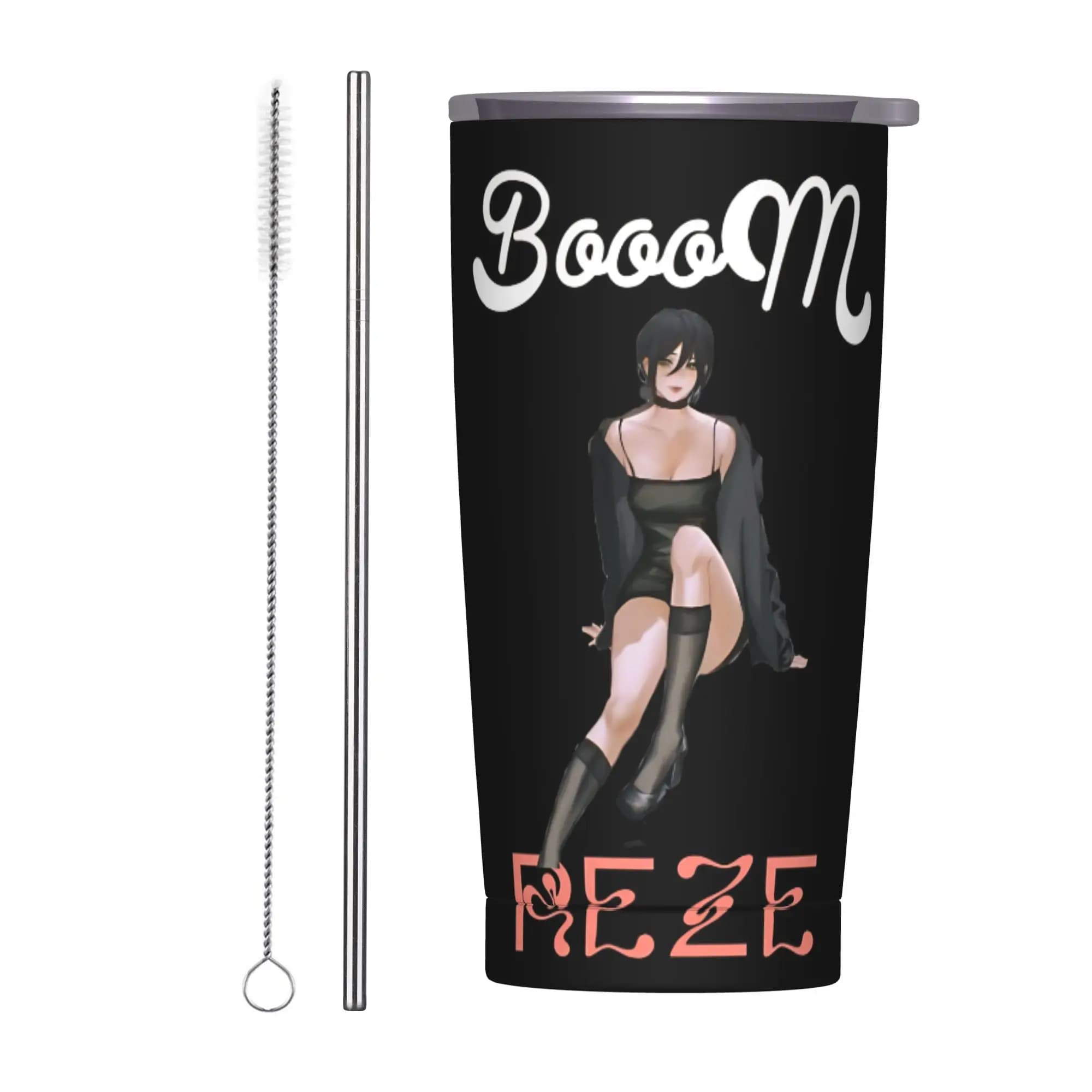 Borraccia Termica Anime Chainsaw Man con Coperchio, Tazza Sottovuoto per Ufficio, Casa, Auto, 20oz