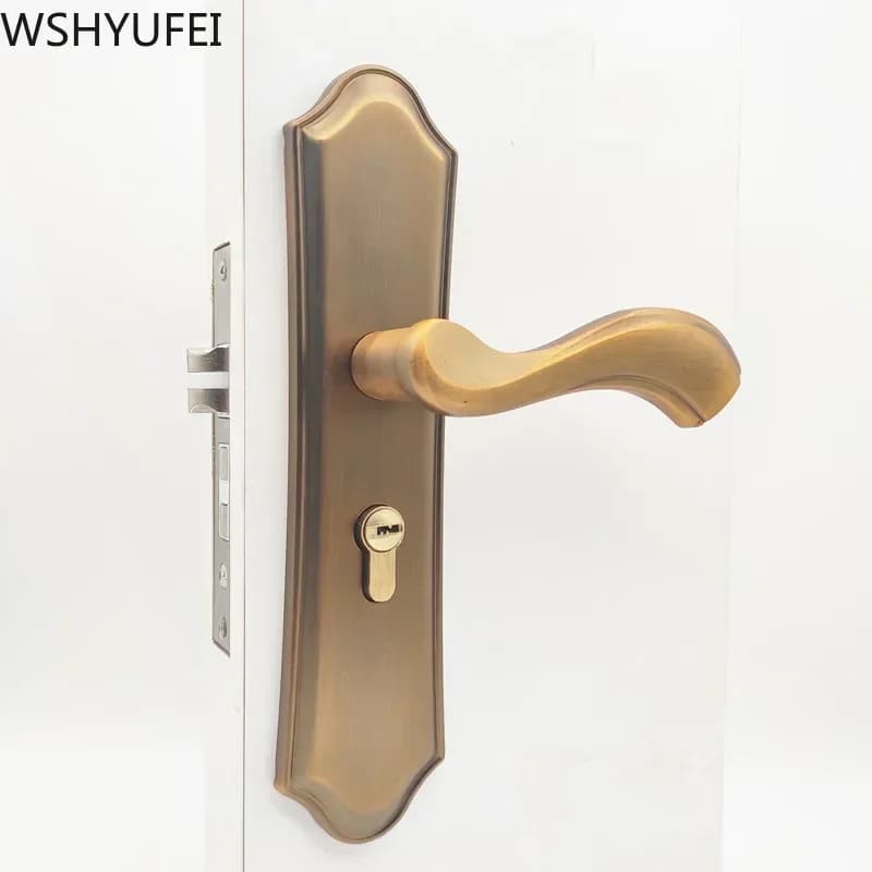 Serrature per porte in lega di alluminio Camera da letto continentale Maniglia per porta interna minimalista Cilindro di sicurezza Serratura per porta silenziosa per uso domestico