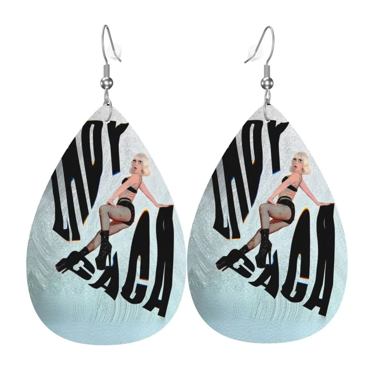 Orecchini a goccia in pelle personalizzati Lady Star Gaga Mayhem Moda per le donne Album Musica Accessori per gioielli per San Valentino