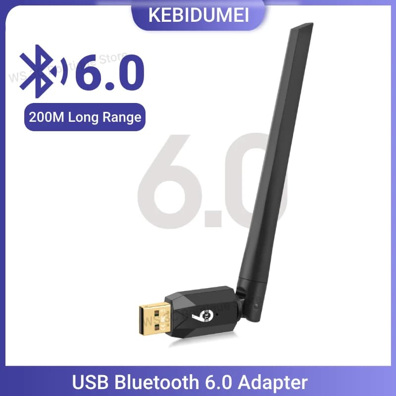 Adattatore dongle USB Bluetooth 6.0 da 200 M per altoparlante per PC Mouse wireless Tastiera Ricevitore audio musicale Trasmettitore Bluetooth 5.1