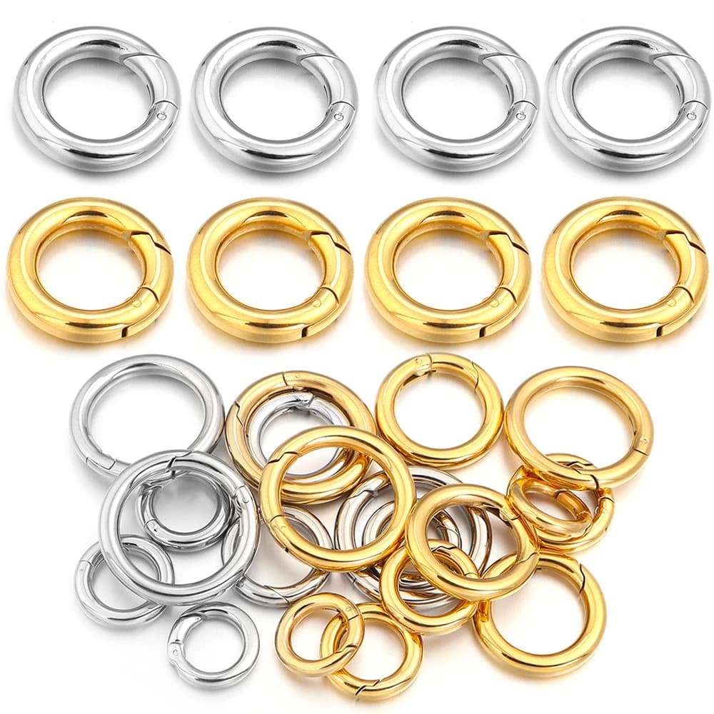 16/18/20/24/28mm Stainless Steel O Ring Spring Clasps DIY Jewelry Making Round Carabiner Keychain Bag Clips Snap Hook Buckle
