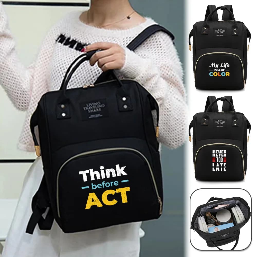 Baby Nappy Bag Mommy Bag Lightweight Diaper Bags Portable Multi-functiona Large-capacity Travel Maternity Backpack Phrase Series