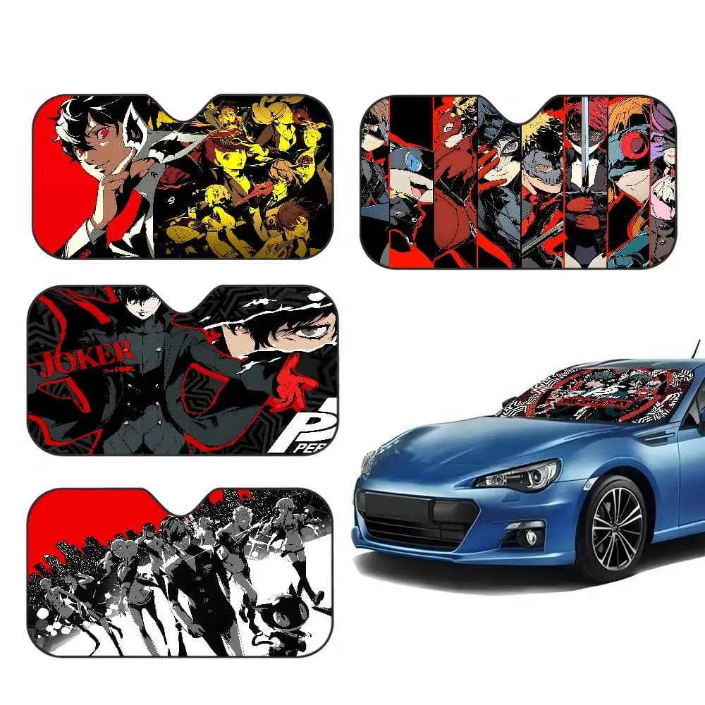Popular games P-persona-A 5 Car Windshield Foldable Sun Shade Cover Block Reflector Portable Breathable Anti UV Protector Screen