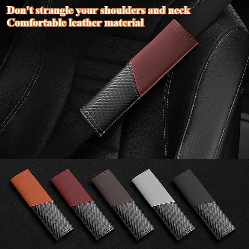 1PC Aggiornamento per auto Protezione per le spalle Texture Pu Valuta Cintura di sicurezza Copertura protettiva Confortevole Velcro regolabile resistente all'usura