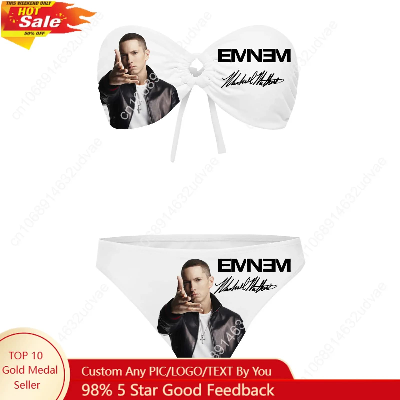 Eminem Strapless Swimwear, Women's Swimwear, Fashionable Swimwear, Sexy Pool Party Bikinis, Customizable Beach Clothing