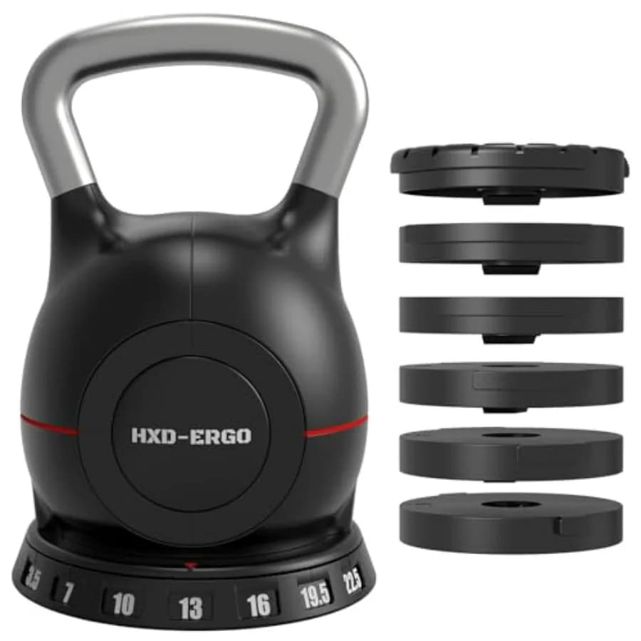 Adjustable Kettlebell weight set: quickly adjust weights, comfortable grip, ergonomic kettlebell set for home gym