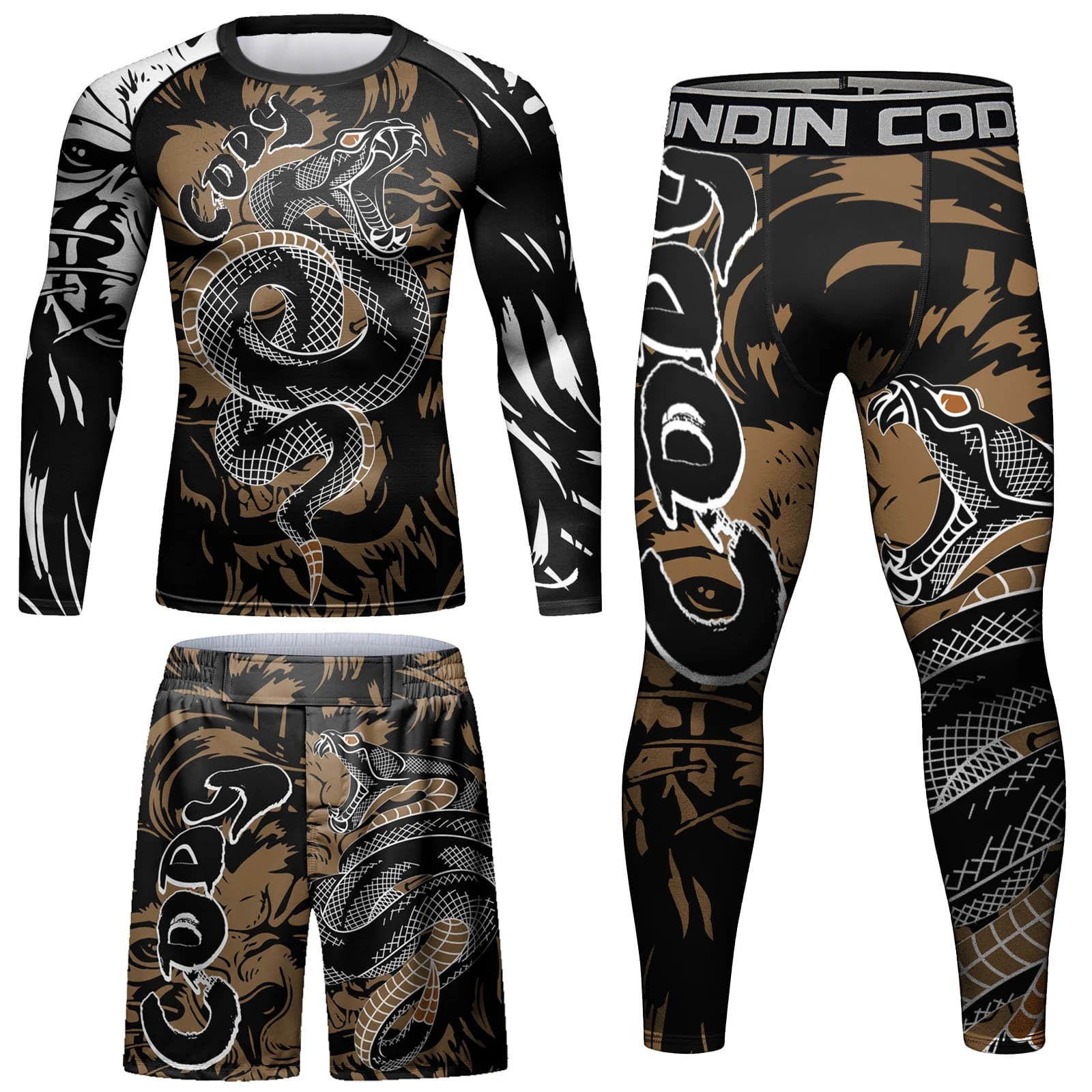 Cody Lundin Rashguard Tracksuits For Men’S Mma Kickboxing Club Fitness Workout Gym Muscle-Building Tight Fighting Sportswear Kit