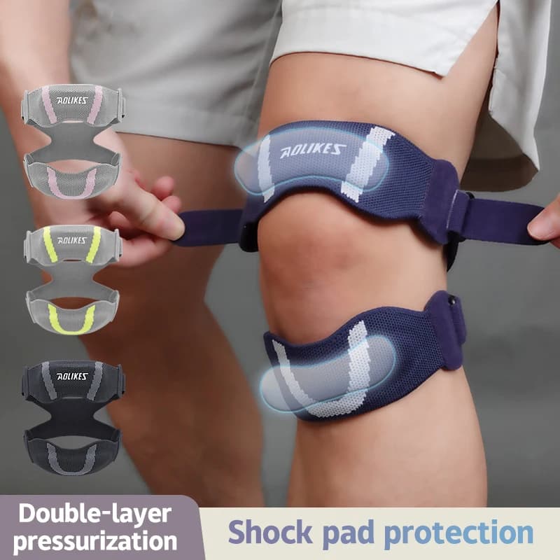 Supporto per Ginocchio con Cuscinetto Ergonomico in Silicone, Fascia Regolabile per Compressione Sportiva, Materiale Traspirante, 1 Pezzo