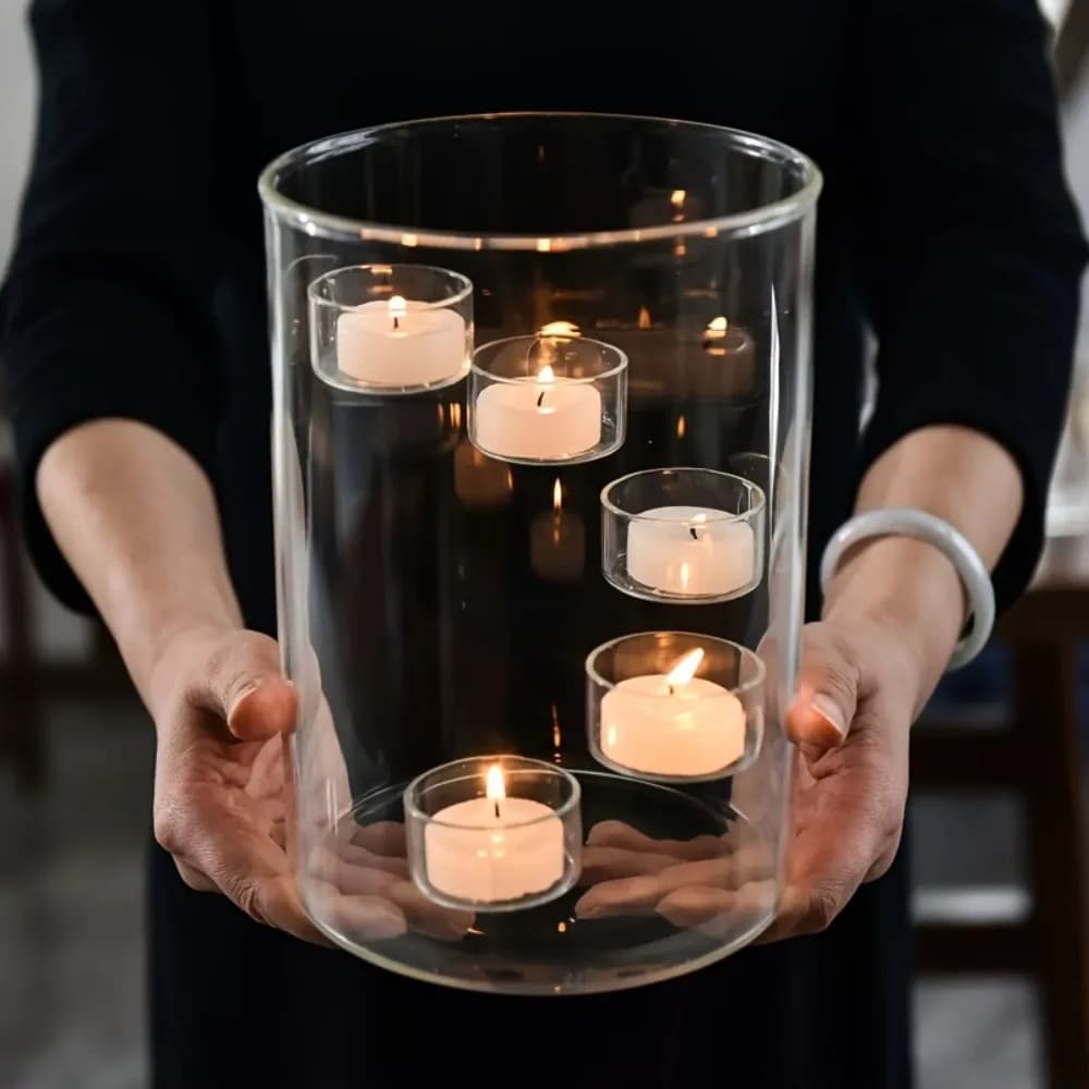 European Style Large Glass Candle Holder Candlelight Dinner Decoration Ornament Creative Candle Holder Candle Home Ornament