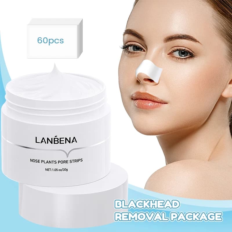 LANBENA Maschera peel off per la rimozione di punti neri Estratto di aloe vera Maschera per il naso con controllo dell'olio con 60 pezzi Deterge per una pulizia profonda e idratazione