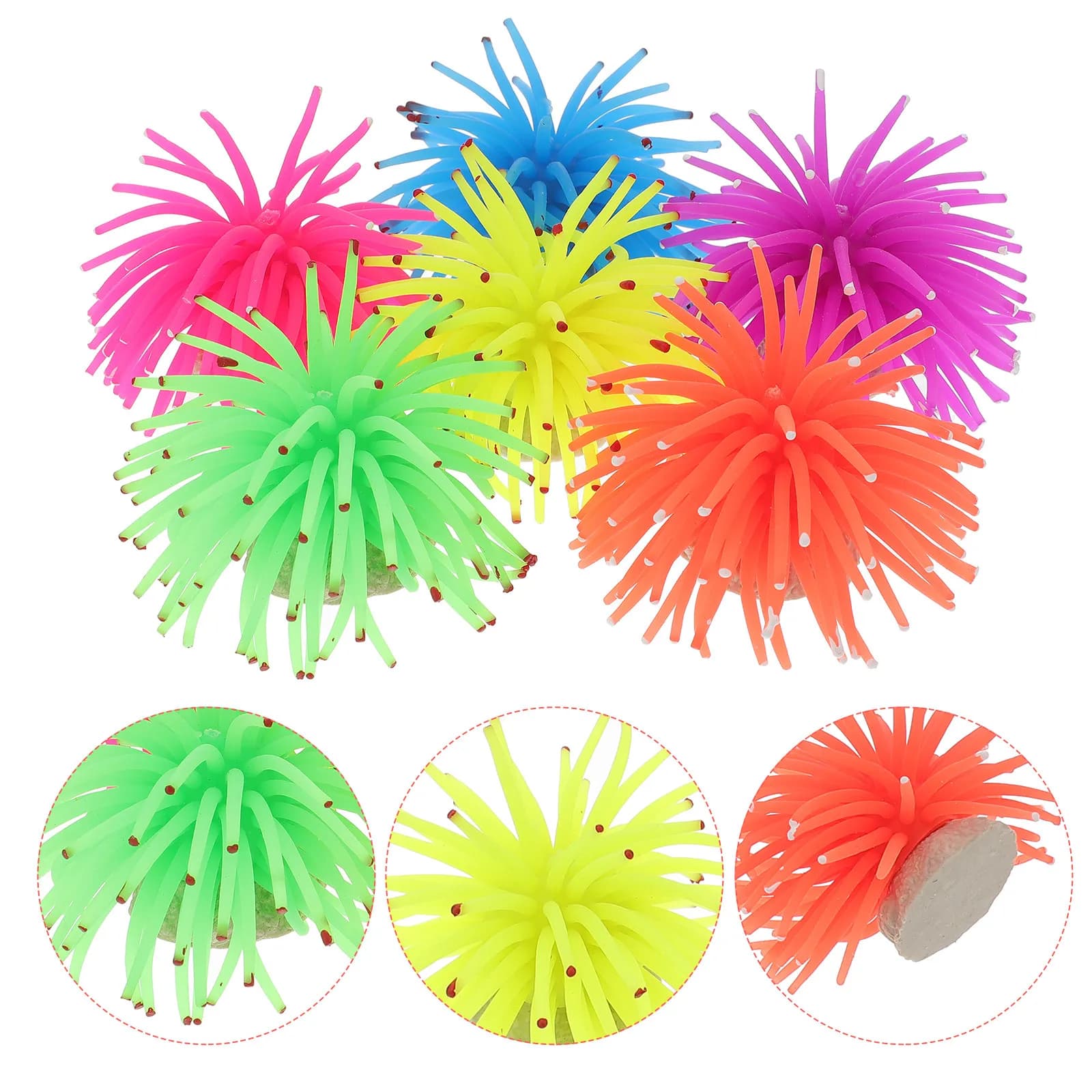 Set of 6 Artificial Corals 7x7cm and Sea Riches Simulated for Aquarium and Terrarium, Natural Decorations for Hide and Habitat for Reptiles