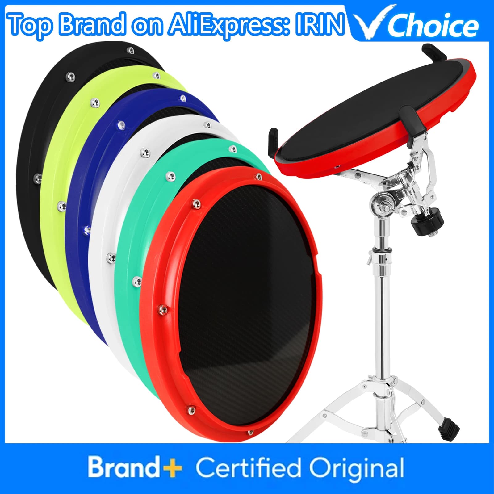Pad per batteria da 10 pollici in fibra di carbonio, portatile, per esercizi di percussione, accessori per principianti, stile rock, parti per percussioni