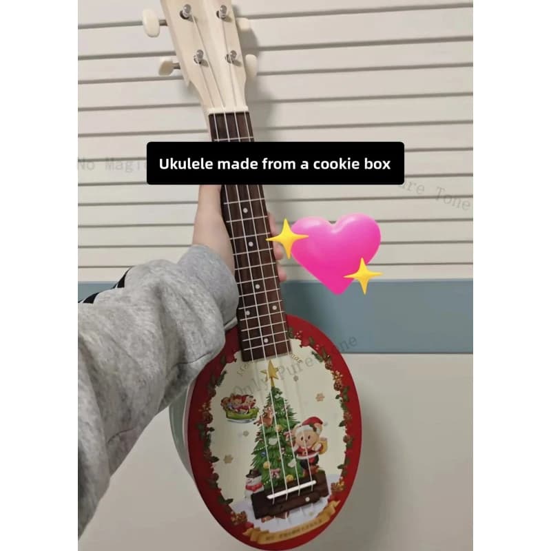 Scatola per biscotti e caramelle fatta a mano, scatola portaoggetti a forma di chitarra ukulele da 21/23/26 pollici