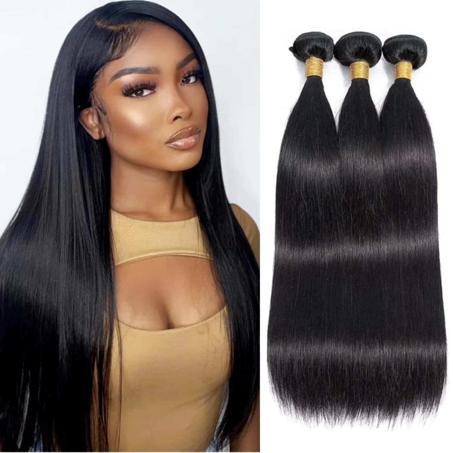 Straight Bundles Human Hair Brazilian Remy Hair Weave Bundles 1/3/4 PCS Natural Black Hair Extensions