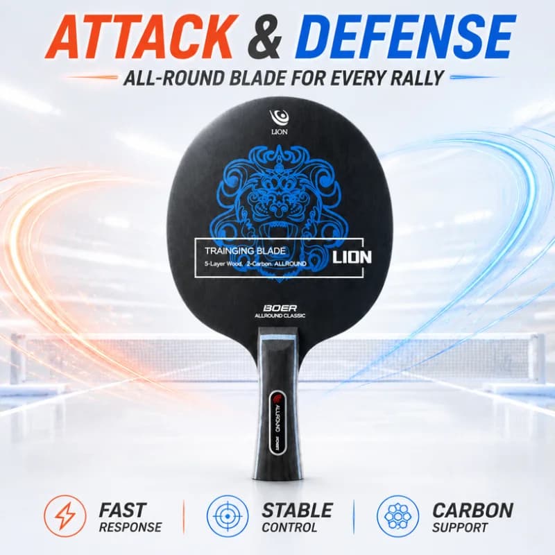 Ping Pong Racket Bottom Plate Boer Lion Table Tennis Blade 5+2 Wood Blade Good for Attack with Fine Control Trainging Allround
