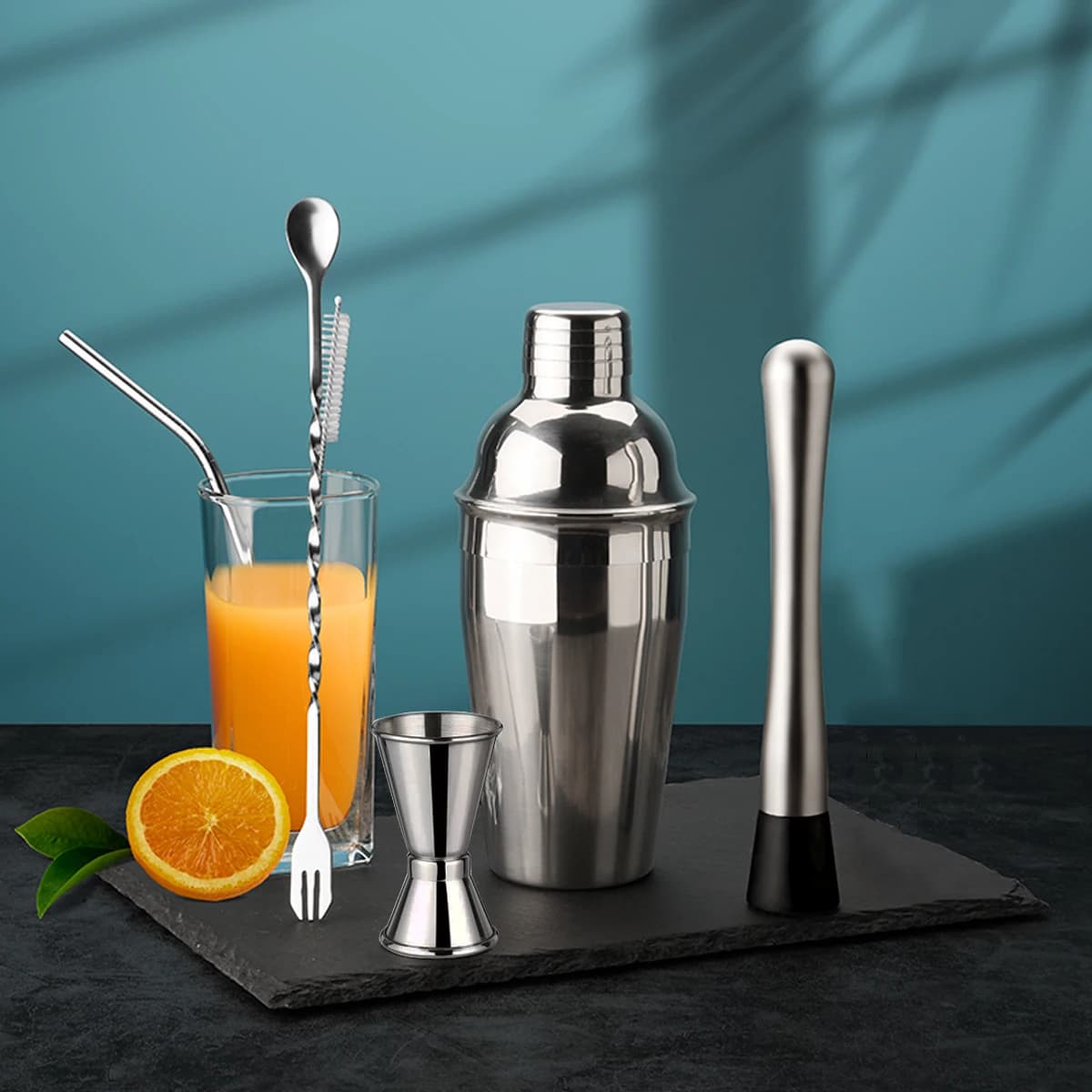 Set di 5 Shaker per Cocktail in acciaio inossidabile da 700ml Kit per barman Set di strumenti per Cocktail Cocktail Shaker