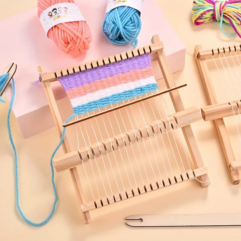 Wooden Handloom - Small Crafts Set, Wooden Weaving Loom Tapestry Loom Weaving Kit Weaving Board for DIY Fashion Hand