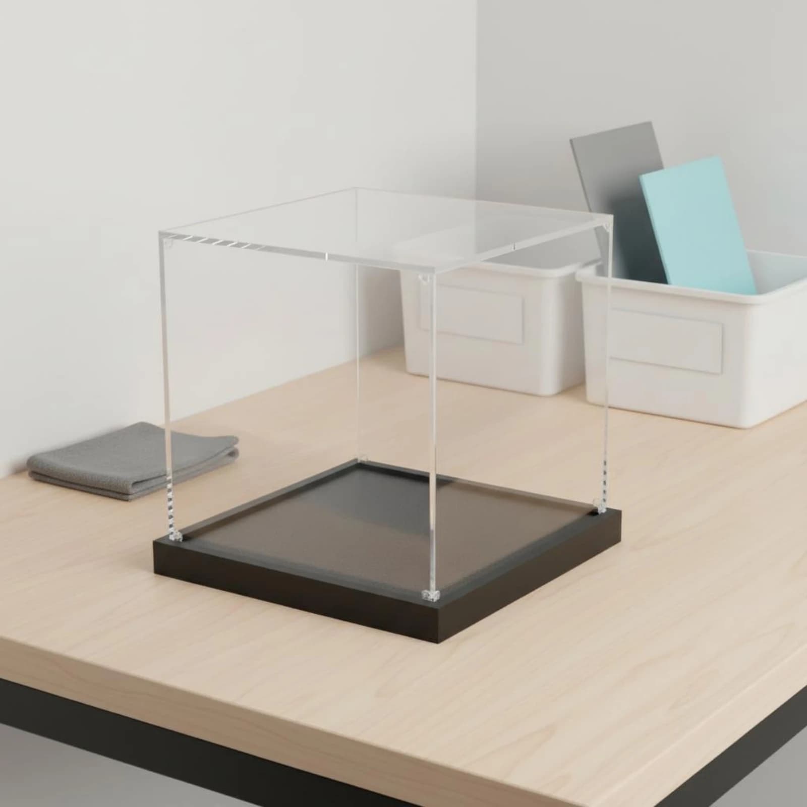 Acrylic Display Box Sturdy Construction Transparent Dustproof Cover Figurine Display Stand Stackable Design Household Storage