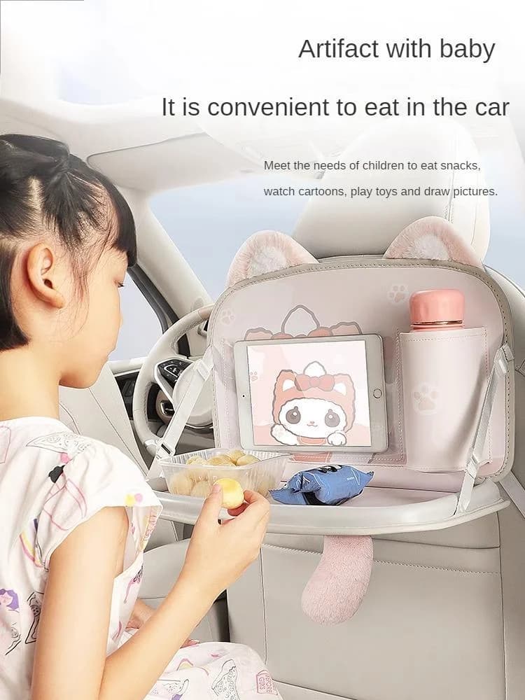 Sedile posteriore dell'auto tavola da tavolo Fokdable per bambini tavolo da lavoro posteriore per telefono da pranzo organizzatore per tazza d'acqua tavolo da lavoro per sedile posteriore della sedia di apprendimento