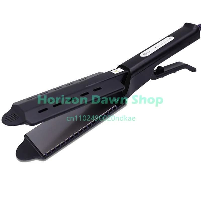 Steam Flat Iron Wide Plate Hair Straightener and Curling Iron with Ceramic Salon Quality