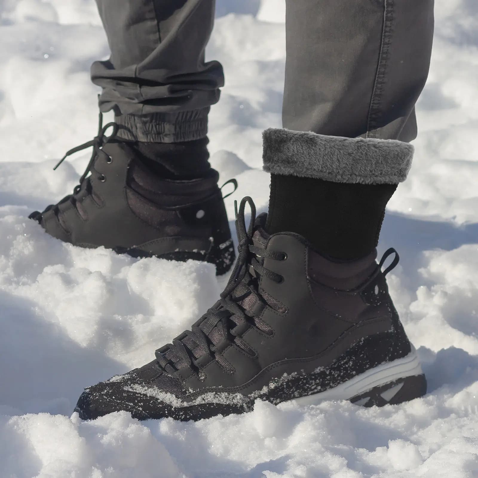 1 Paio di Fodere per Stivali da Neve, Calze Termiche Isolanti in Pile Spesso da 8 Pollici per Stivali da Pioggia, Inserti per Calze Invernali per Escursionismo e Clima Freddo
