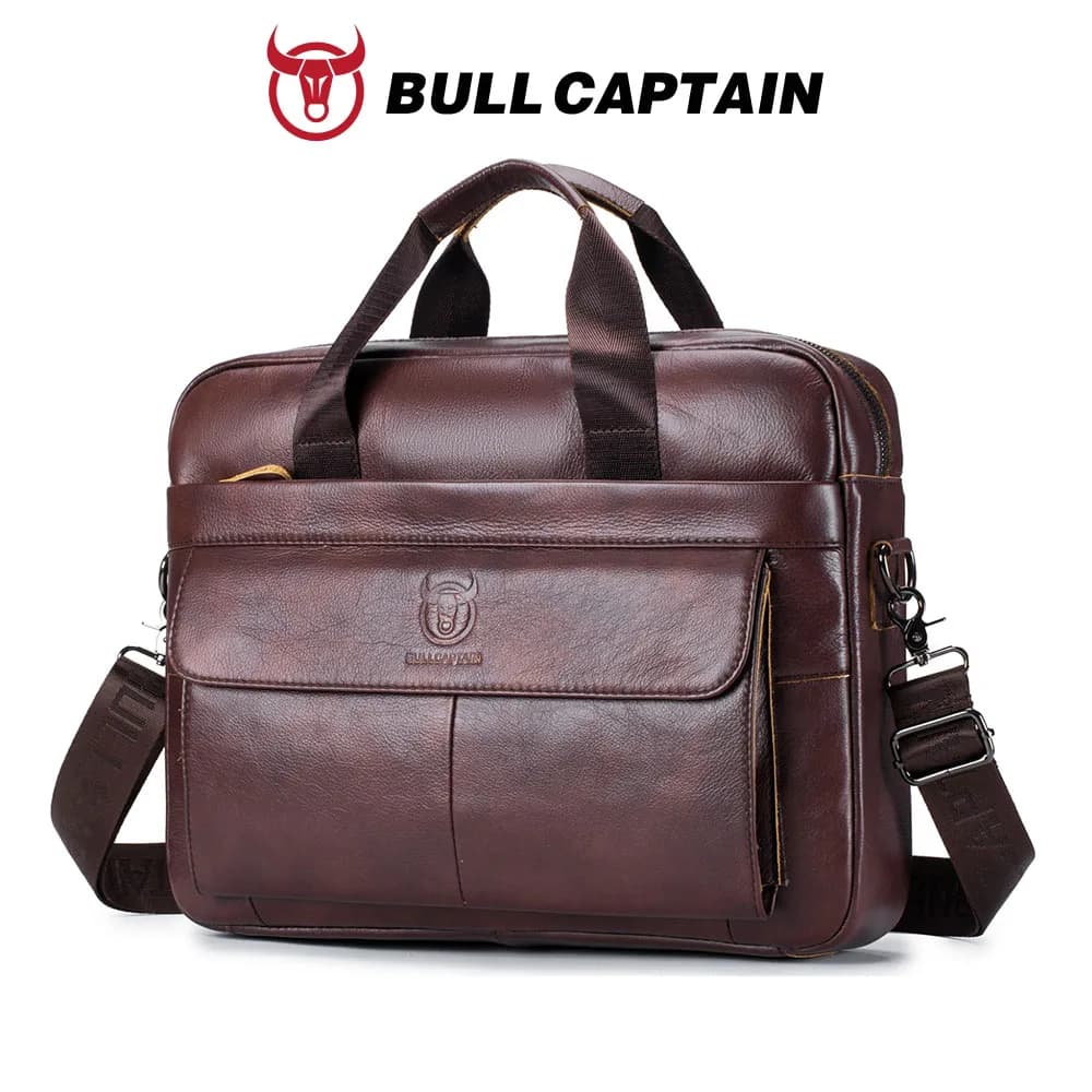 BULLCAPTAIN borsa da uomo cartella da uomo in vera pelle per Laptop 14 Messenger borsa da uomo in pelle portafoglio Business per documenti A4
