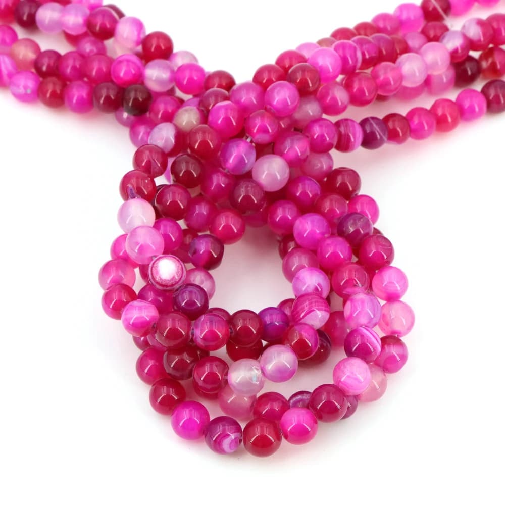 4 6 8 10mm Pietra Naturale Rotonda Striscia Rosa Agate Perline di Cristallo Del Distanziatore Per L'artigianato FAI DA TE Ornamento Collana Bracciali Accessori