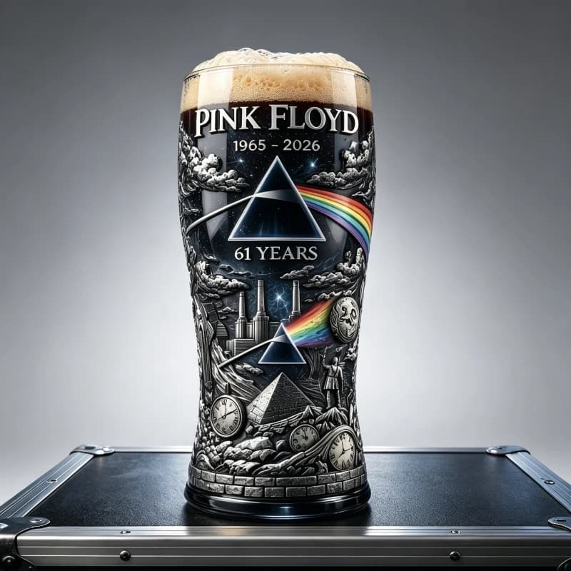 Boccale da Birra in Rilievo per il 61° Anniversario dei Pink Floyd, Regalo da Collezione per Appassionati di Musica, Boccale da Birra per la Casa