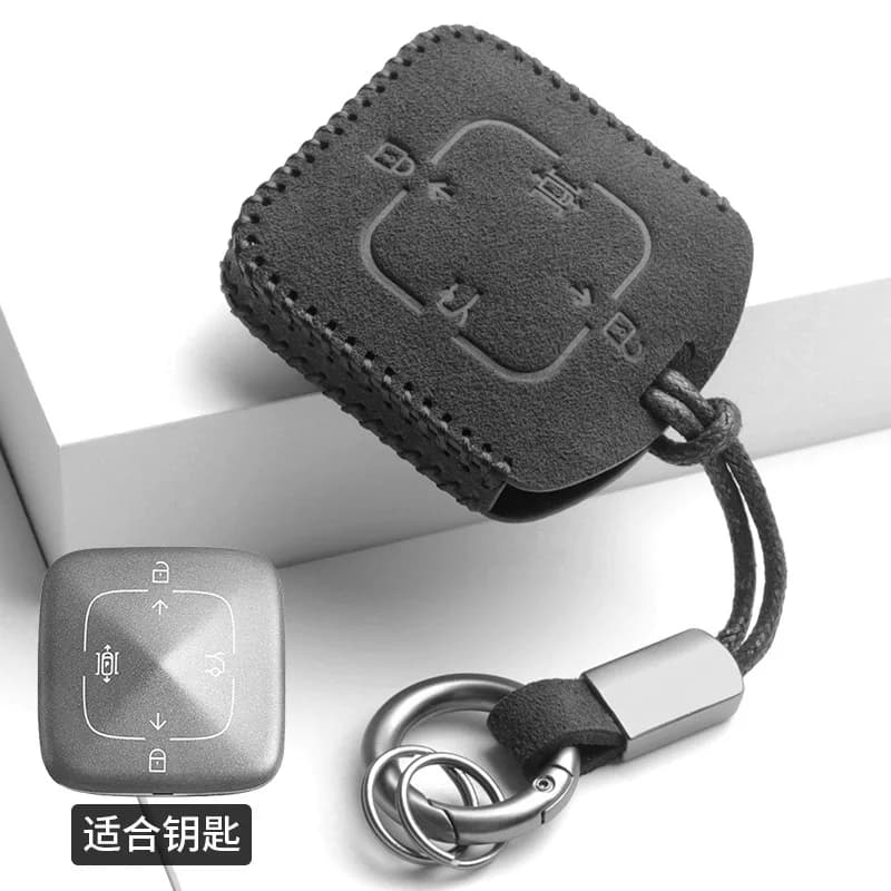 Suede Car Key Case Cover Holder Key Shell Buckle for ZEEKR 001 NFC Card Holder