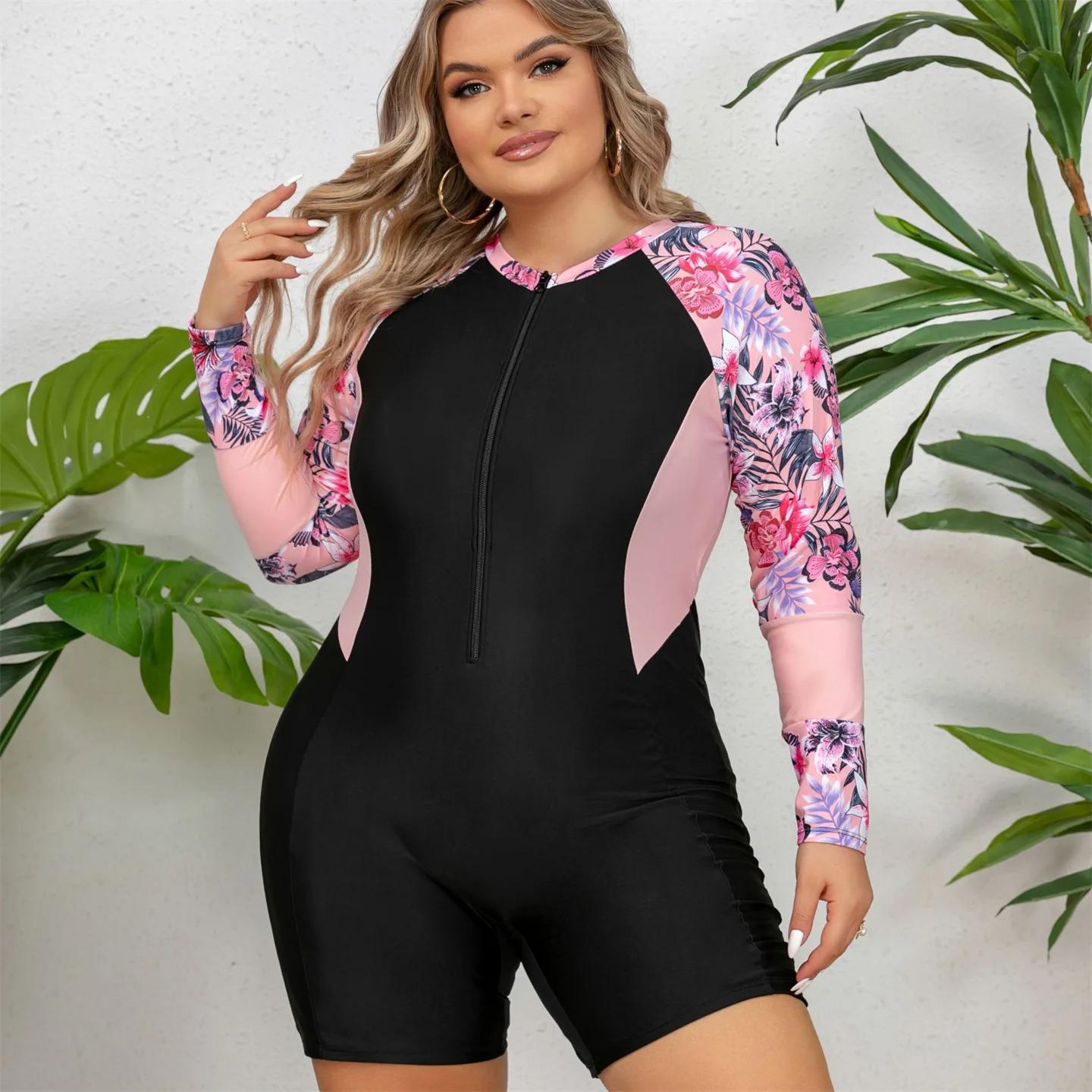 Large single-piece surfing suit, long-sleeved long-sleeved snorkeling suit for summer women, diving suit