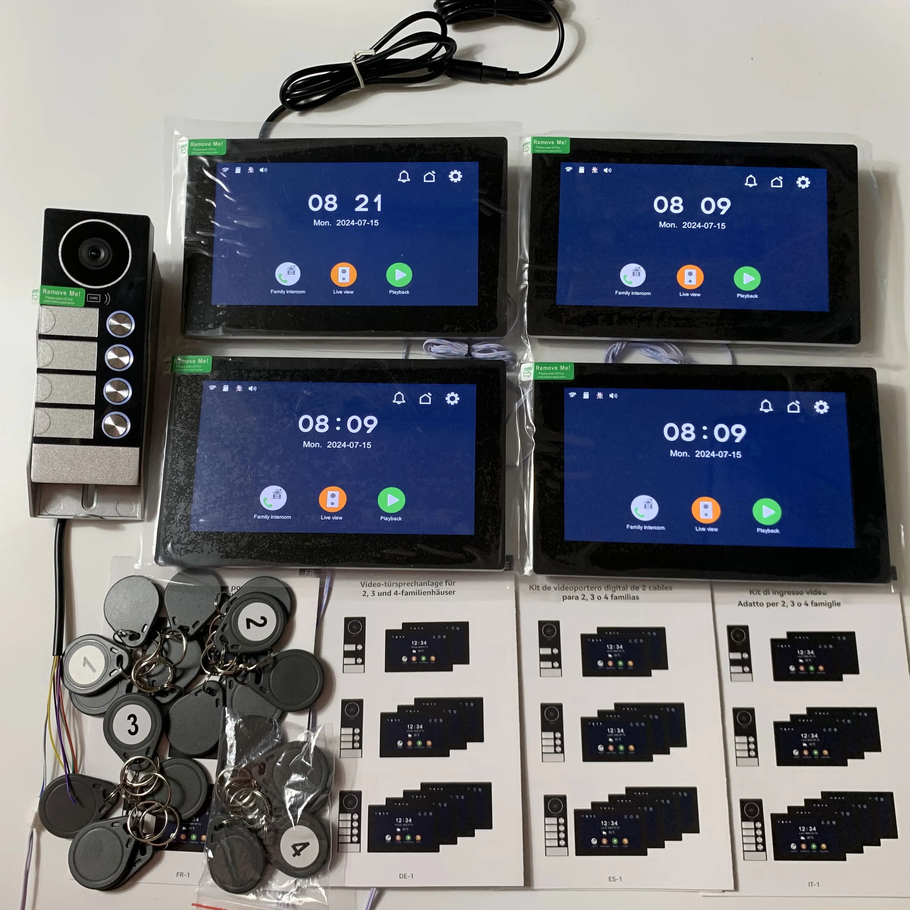 Sistema Videocitofonico Smart Home a 2 Fili con Schermo Touch da 7 Pollici per Appartamenti da 2-4 Famiglie, WiFi 5G, Tuya, Videocitofono 1080P