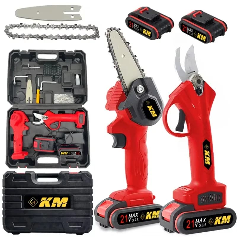 KM Garden Tool Green Tree Cutting Electric Mini Chainsaw Cordless Pruning Shears