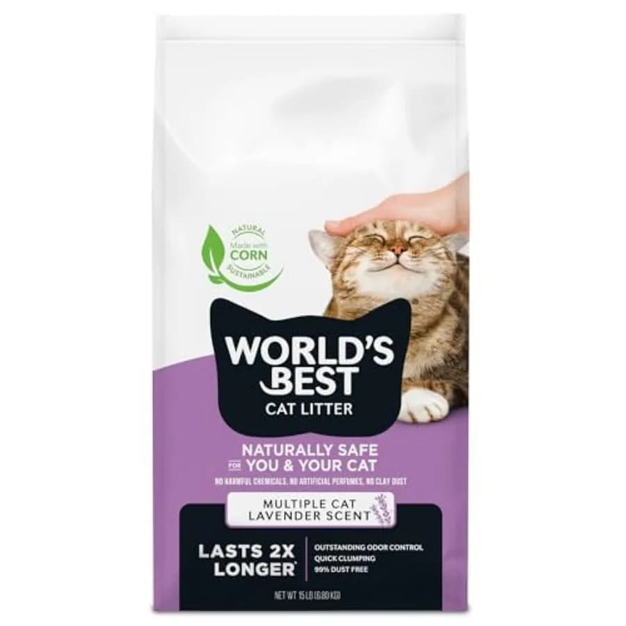 Multiple Cat Lavender Scented 15-Pounds - Natural Ingredients, Quick Clumping, Flushable, 99% Dust Free and Made in USA - Calmi