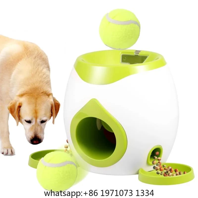 Dog Automatic Tennis Ball Launcher Pet Training Interactive Toy Puppy Snack Reward Machine Treat Dispenser Fun Interactive