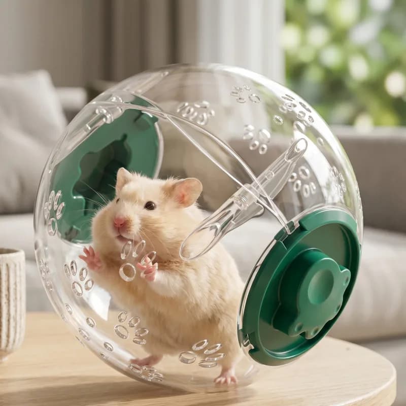 Ruota da corsa per criceti in cristallo trasparente, silenziosa, grande, portatile, a prova di fuga, per criceti dorati, gabbia domestica, sala giochi, regalo