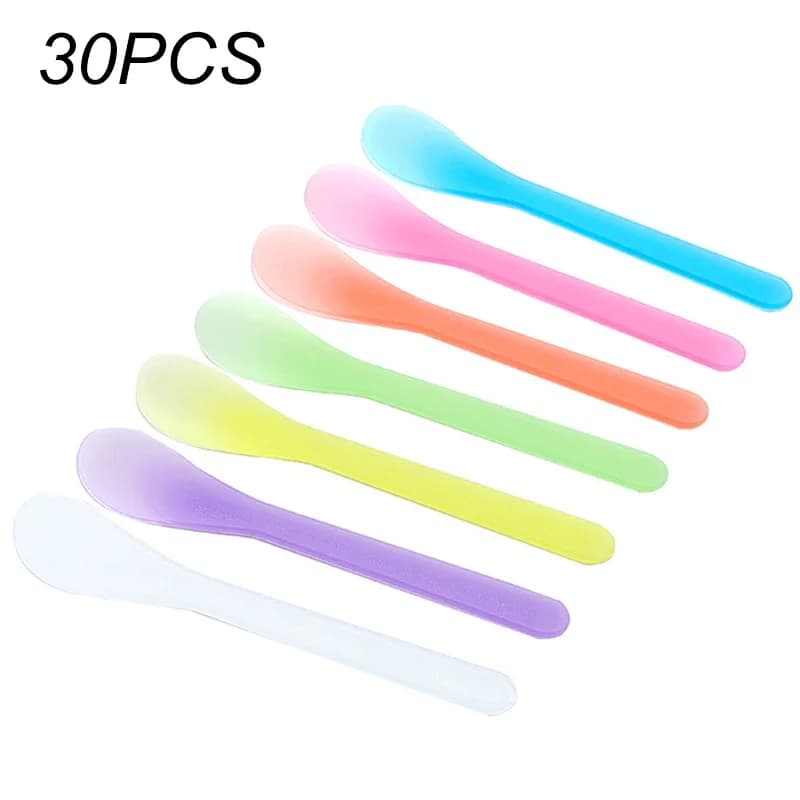 30 Pz Mix-colore Maschera Per Il Viso Pennello Mini Plastica Viso Cucchiaio Stick Crema Spatola Scoop Applicatore Cosmetico FAI DA TE Fango Miscelazione Scoop