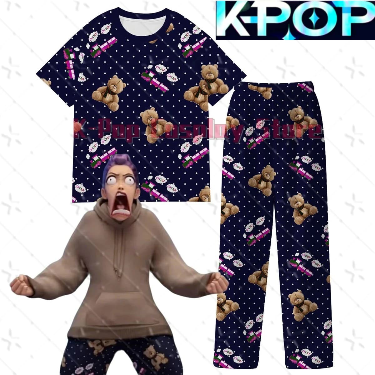 New K-Pop Demons Hunters Rumi Orso Pigiama T-shirts and shorts Costume Cosplay Women Girls Movies Role Game Halloween Party Dress