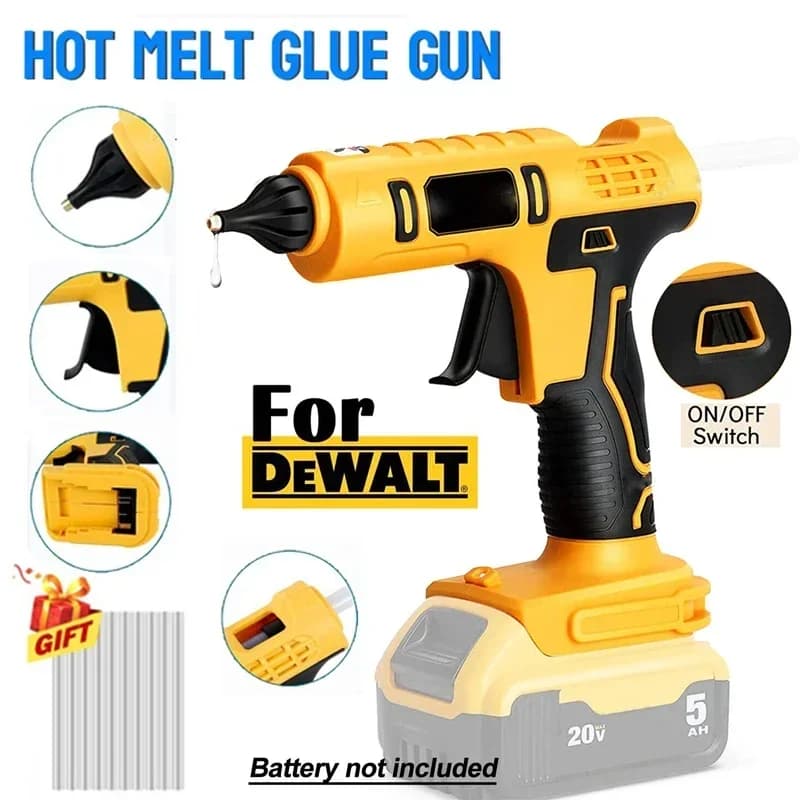Pistola per colla a caldo elettrica portatile senza fili per riparazione pistola ad aria calda per saldatura a caldo ugello antiscottatura con 10 bastoncini per batteria Dewalt