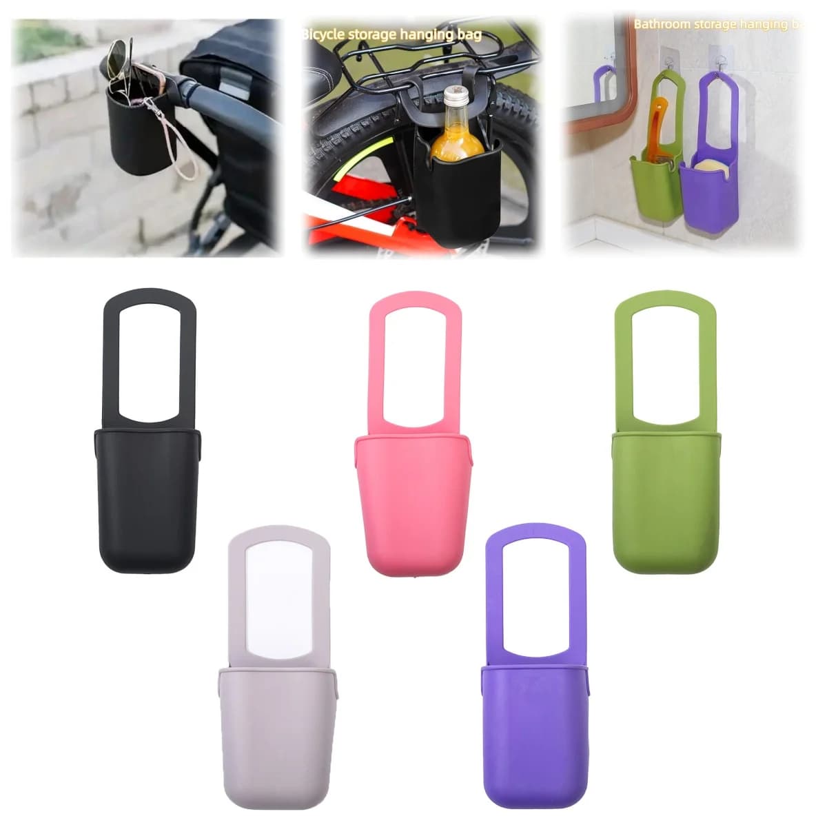 1PC facile da installare portabevande portaborraccia per bicicletta cestino portaoggetti portabicchieri in silicone universale per passeggini