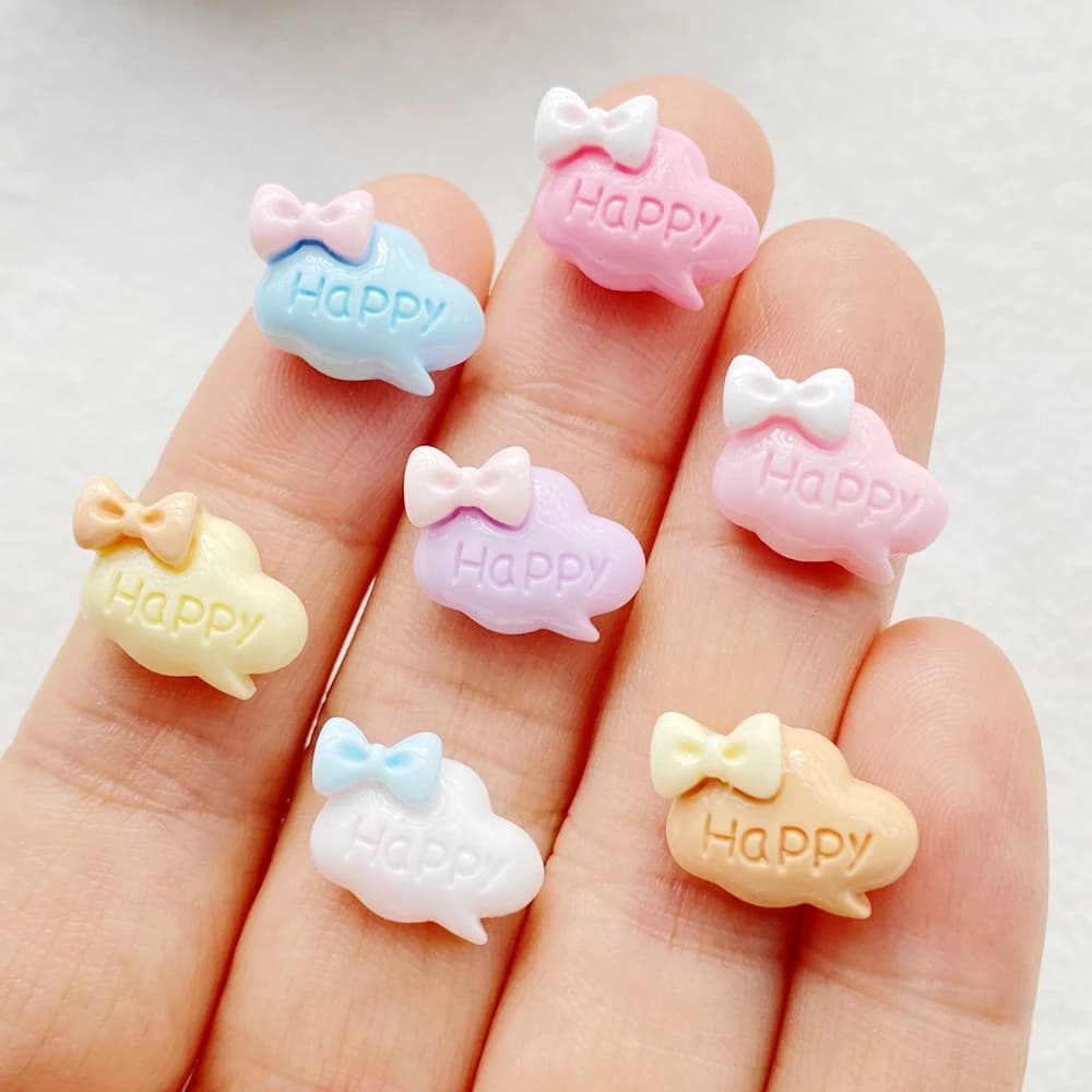 30 pezzi simpatico mini cartone animato fiocco colorato nuvola nail art resina designer charms fai da te per unghie decorazioni 3D gioielli