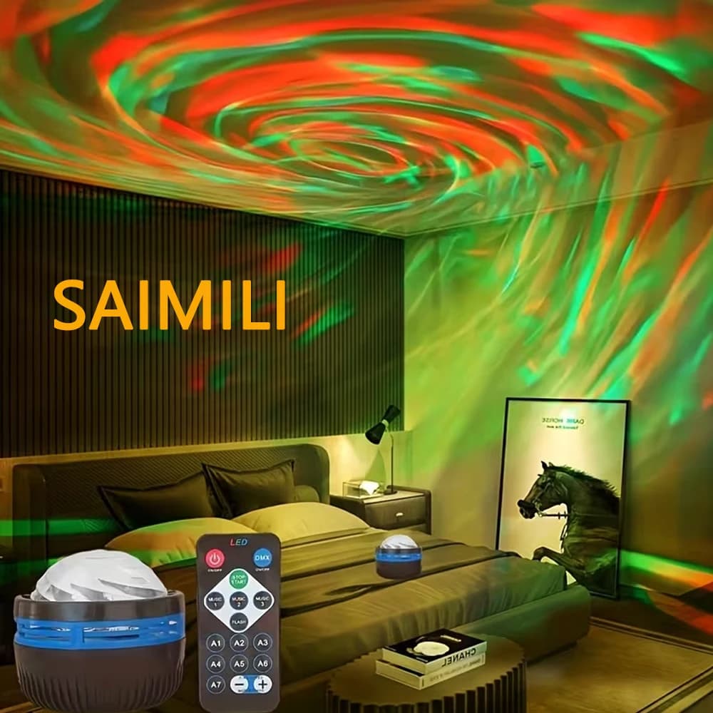 1pc Star Projector, Galaxy Projector, Water Ocean Wave Projector For Bedroom Night Light Room Decor With 7-Colors Patterns