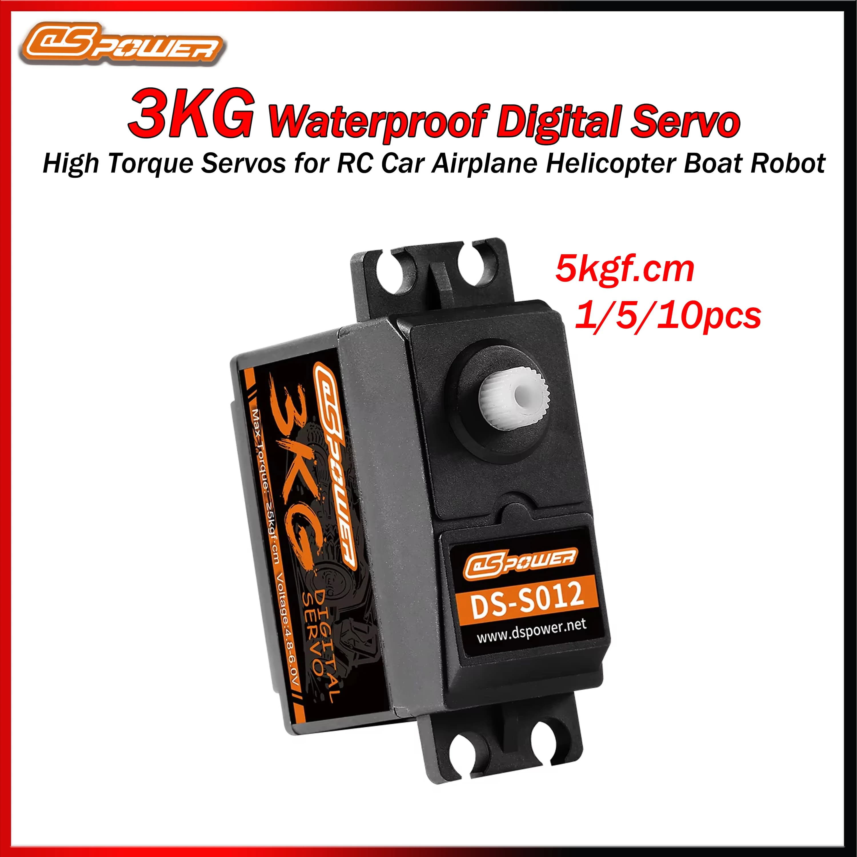 1/5/10 pz. Servo Digitale Impermeabile DSpower 3KG 5kgf.cm ad Alta Coppia per Auto RC, Aereo, Drone, Elicottero, Barca, Robot Modello