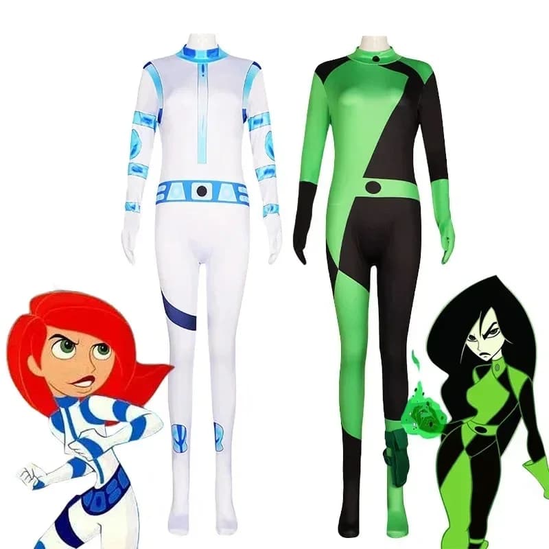 Shego Costume Bodysuit Anime Kim Possible Shego Cosplay Costume Jumpsuits Outfits Adult Halloween Carnival Clothes for Woman