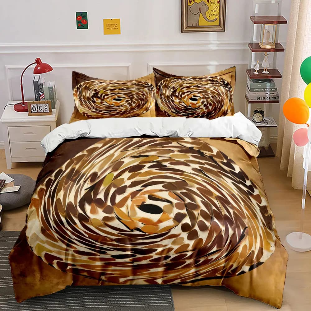 Set di biancheria da letto con decorazioni a spirale astratte, morbido e confortevole, include 1 copripiumino e 2 federe, regalo