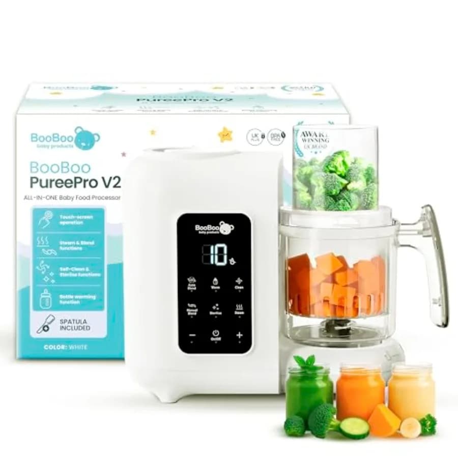 PuréePro V2 Robot da Cucina 5-in-1 per Bambini - Frullatore Multifunzione per Puree con Funzione di Cottura Automatica e Tritatutto - Processore per Alimenti per Neonati con