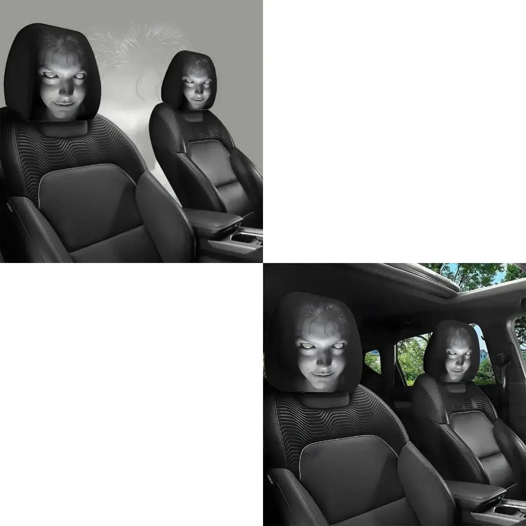 Funny Face Car Headrest Covers Unique Decors For Spooky Themed Interior Decors And Comfortable Neck Support